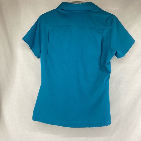 Columbia Omni-Shade Top Blue short sleeve button up women sz XS - Picture 6 of 10